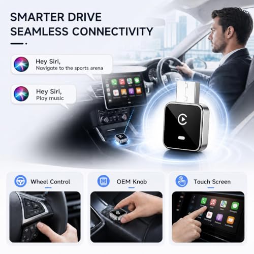 2-in-1 Wireless CarPlay Adapter for iPhone iOS & Android 11+, Plug and Play, Fast Auto-Connect, Realtek 8730E Chip Stable & No Latency, Wired to Wireless Adapter with USB-A/Type-C Port (CM101) - image 3