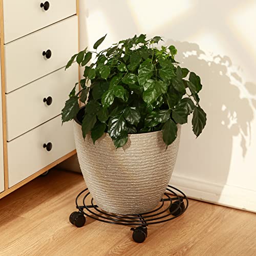 Kvyusflourish KF2452 6 Packs Large Metal Plant Caddy With Wheels 13 Inch Rolling Plant Stands Heavy-Duty Wrought Iron Plant Roller Base Pot Movers Plant Saucer thumb #7