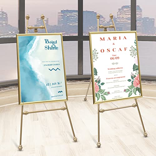 ZHFEISY Easel Stand 2Pack Floor Easel Stand for Wedding Adjustable Inclination Metal Easel Stand with Fixed Hook Anti-slip Foot Pads Gold for Weddings Welcome Signs - Thumbnail 7