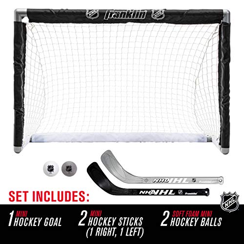 Franklin Sports Nhl Youth Mini Hockey Goal + Stick Set - Kids Knee Hockey Goal, Sticks + Foam Mini Balls - (1) Goal, (2) Mini Sticks + (2) Balls Included #TOP1