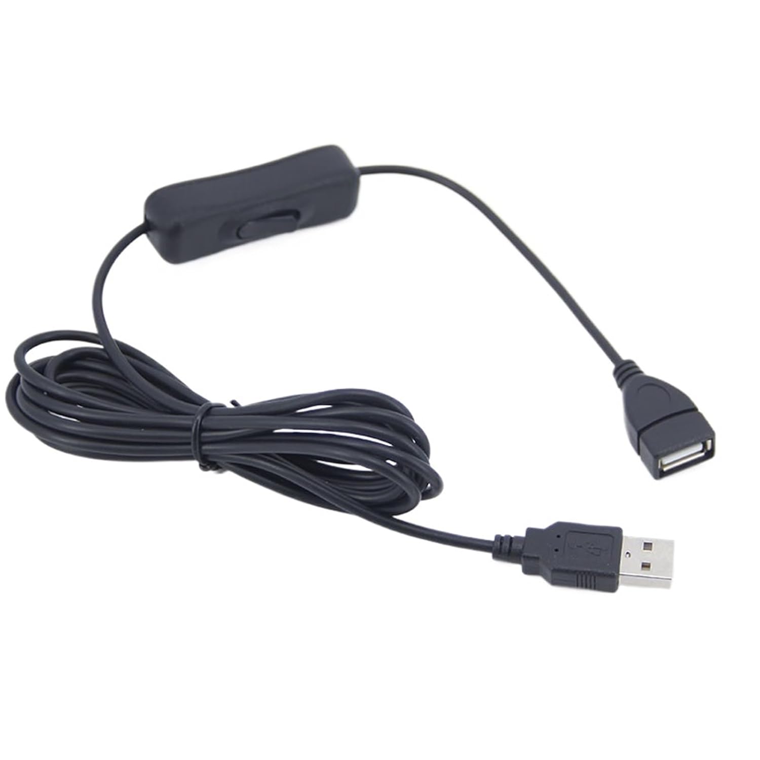 1pcs Cable 50cm USB 2.0 A Male to A Female Extension Charging Extender Black Cable with Switch Button ON Off Cable(2m Data and Charging)