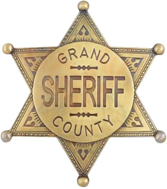 Grand County Sheriff Badge Brass Cowboy Western