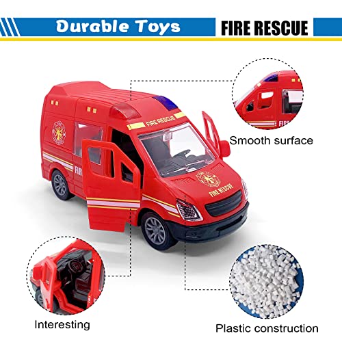 Wikineon Garbage Truck, Police Car Ambulance Toy, Toy Food Truck, Kids Toys Cars,Toddler Toys, Green Toys As Your Little One's Garbage Truck Toys Police Car Toy Food Van Collection Age 3+, Red Color #TOP3