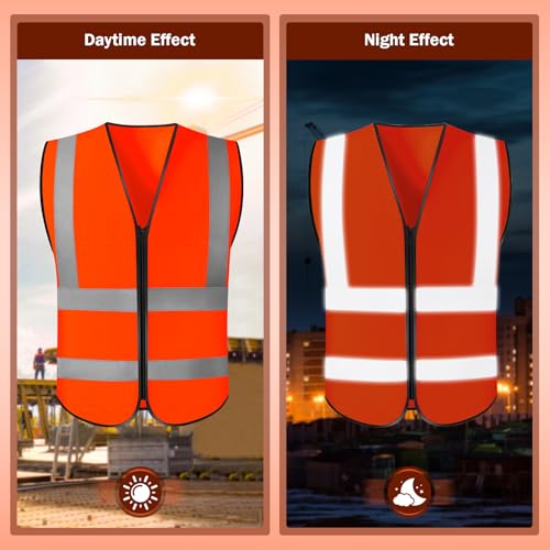 Image of CHGANG Safety Vest, Reflective Hi Vis Vest with Zipper, High Visibility vest for Construction, Traffic
