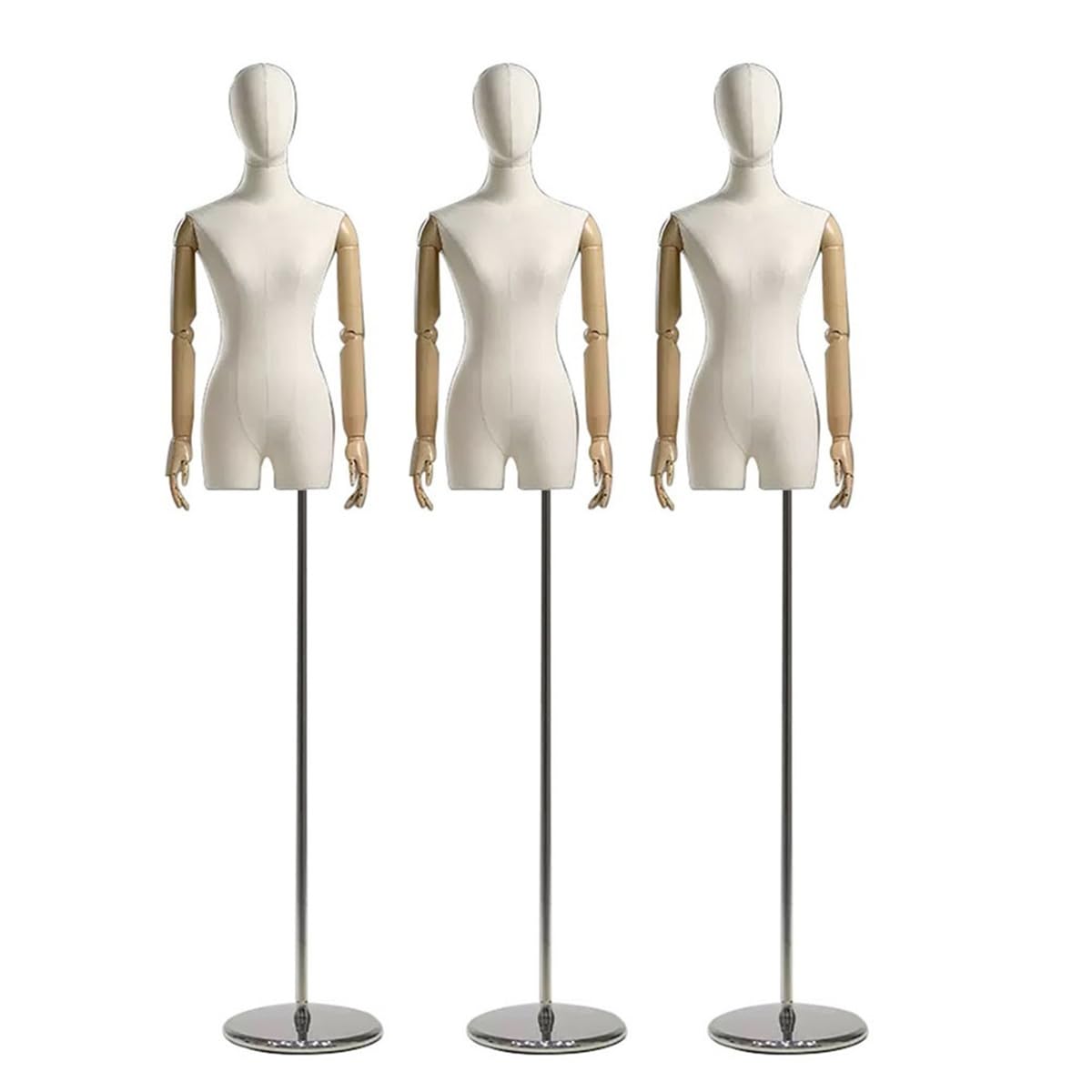 3 szt. regulowany zestaw manekinów w formie sukienki - 150-220 cm wysokości, odpinana głowa, idealna do ubrań, eksponowania biżuterii i szycia - mały rozmiar plastikowego tułowia