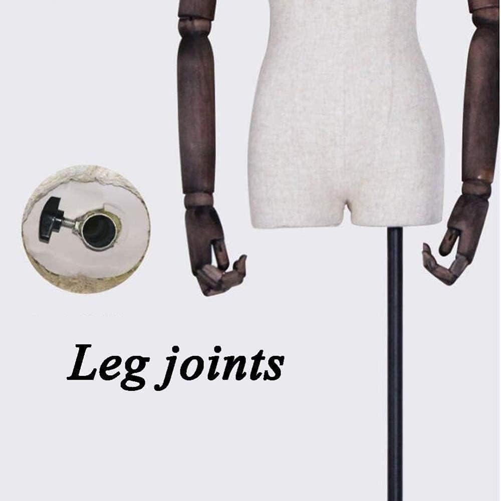 Mannequin rs Display Stand Manikin Body Professional Female Mannequin Body Torso Dress Form Shaped Base 52”-77”Height Adjustable for Clothing Display with Arms (Brown b)