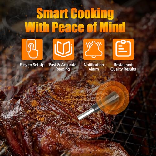 3T6B Kabelloses Smart Fleischthermometer, 150M Drahtlos, Bluetooth Grillthermometer, IPX7, Digital Meat Thermometer für Ofen Grill Küche BBQ Backofen Rotisserie, Perfekter... – Bild 3