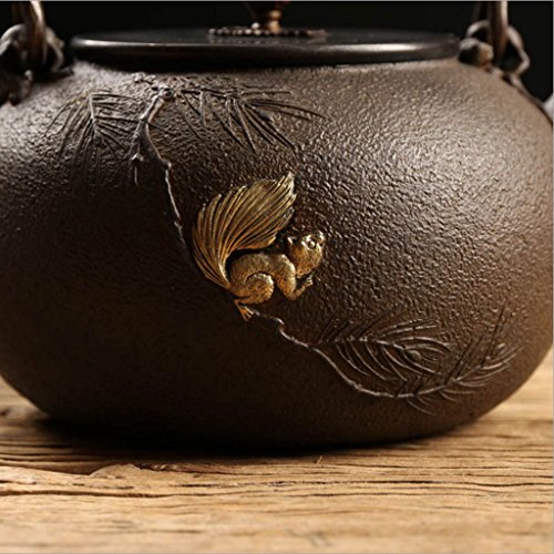 Tetera Caldera de Hierro, hervidor de Hierro Fundido, Hecha a Mano, sin Recubrimiento, Tapa de Cobre, Juego de té 1300… - Imagen 4