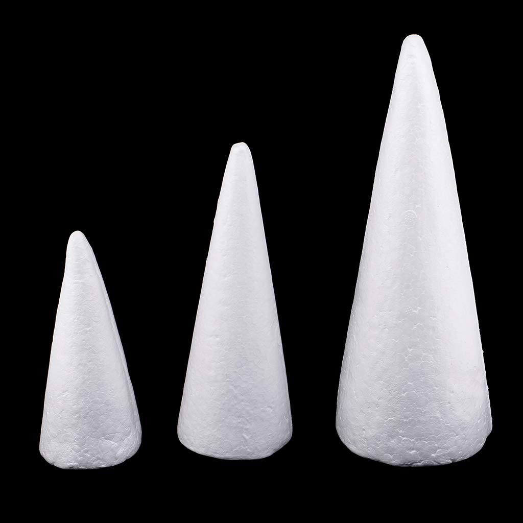 10 zestawów 3 x stożek styropian styropianowy, 3 rozmiary do majsterkowania, dekoracji choinki