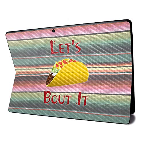 Image of MightySkins Carbon Fiber Skin for Microsoft Surface Pro X - Lets Taco Bout It | Textured Carbon Fiber Finish | Easy to Apply, Remove, and Change Styles | Made in The USA