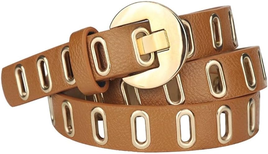 Grunge Women Belt Adjustable Hole Punk Belts for Women Alloy Pin Buckle PU Leather Belt