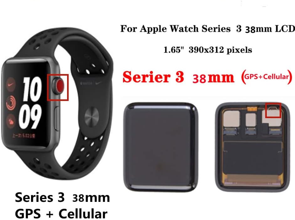 amoled replacement screen for apple watch series 3 42mm gps cellular lte digitizer lcd assembly display touch screen with kits adhensive by syart s3