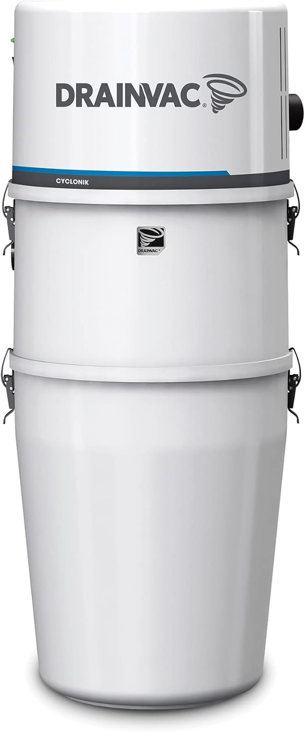 DrainVac DV1R800 Cyclonik Central Vacuum | 800 Air Watts with Foam Filter
