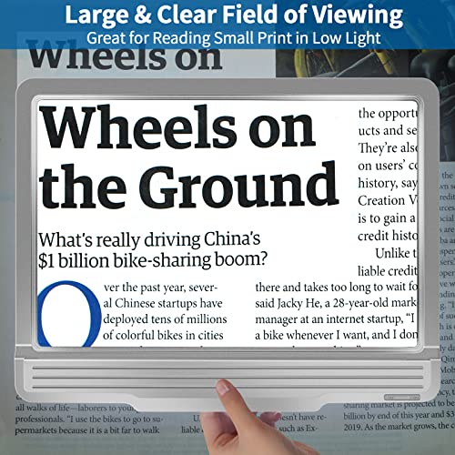 5X Rechargeable Large Magnifying Glass For Reading, 9"X 6" Lightweight Full Book Page Magnifier With 43 Ultra-Bright Led And Anti-Glare Lens Work For Reading Small Prints & Low Vision, Silver #TOP2