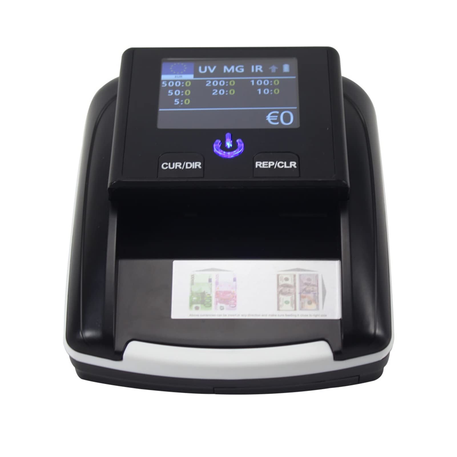 Bancone di fattura USD/EUR Riconoscimento automatico ad alta precisa macchina cattura di soldi falsi con rilevatore di denaro ricaricabile della batteria(With battery)