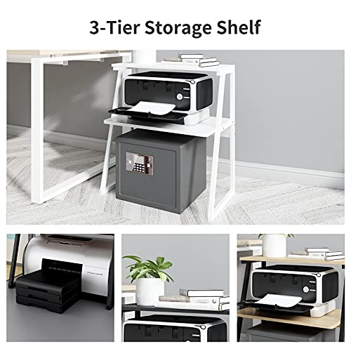 Puncia Desktop Printer Stand 3-Tier Large Size High Capacity Storage Shelves Multi-Purpose Desk Office Organization And Storage For Printer Fax Book Heavy Duty Rack For Home Office Supplies(White) #TOP2