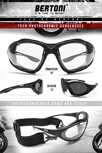Bertoni Motorradbrille mit photochromen, polarisierten Linsen