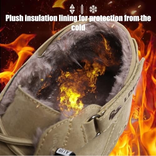 Men Outdoor Work Snow Boots Cold Weather Casual Shoes Leather Lace up Boat Plush Rubber Sports3