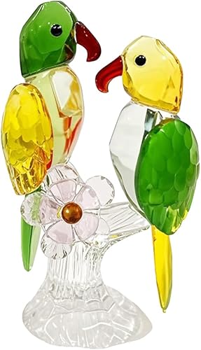 Figuras de loro de cristal, figuras de pájaro de cristal, animales de cristal, adorno de pájaro de cristal, estatua de loro, decoración del hogar,
