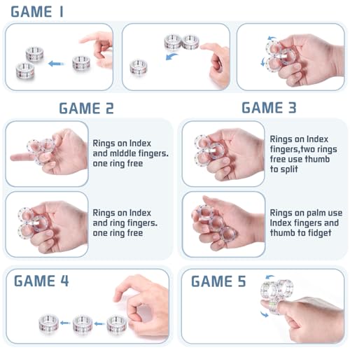 Image of 3pcs Magnetic Fidget Spinner Rings Toys for Adult- Anxiety Relief, ADHD Therapy Magnets for Teens and Kids