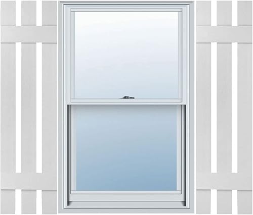 Vista 26 de Mid America - Persiana estándar de vinilo tipo revestimiento exterior de madera de 4 tablones de 14 pulgadas (1 par)