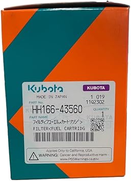 Genuine Kubota Fuel Filter HH166-43560