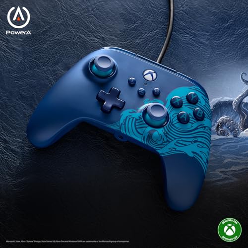 Image of PowerA Advantage Wired Controller for Xbox Series X|S - Blue Wave, gamepad, hall effect thumbsticks, gaming controller, USB-C, Works with Xbox One, Officially Licensed
