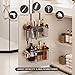 Magheo Hair Dryer Holder Cabinet Door 3-in-1 Adhesive Hair Tool Organizer Wall Mounted Adjustable Height Blow Dryer Holder Under Sink Bathroom Hair Appliance Organizer and Storage Countertop(Black)