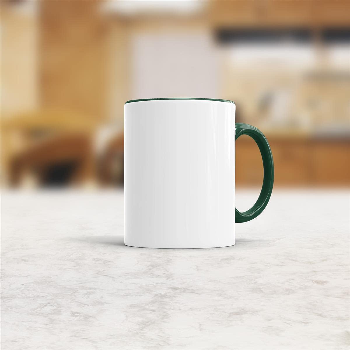 Bastel-Tassen ohne Druck zum Bemalen aus Hochwertiger Keramik Einzeln oder im Set/Mug/Cup/Becher/Pott - Rand & Henkel Dunkelgrün 12er Set