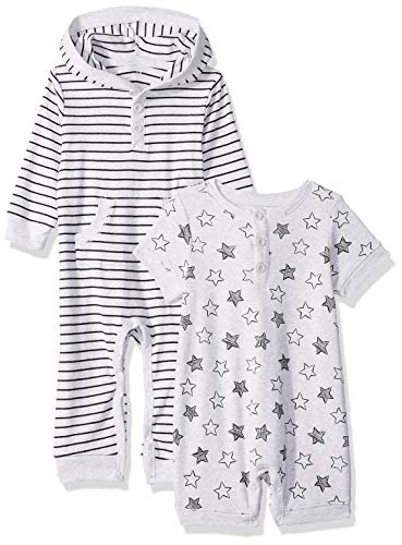 Little Me Baby Boy's 2 Pack Coverall and Romper Pants, Black, 9 Months