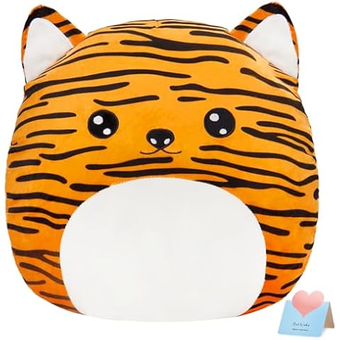 CozyWorld 15” Cute Tiger Plush Pillow Stuffed Animal Super Soft Sofa Cushion Plush Toy Car Trip Home Decors Birthday Valentines Gift for Kids Grandson Daughter Son Cover