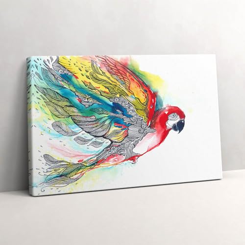 Perroquet coloré aquarelle en vol pour réveiller un mur blanc triste