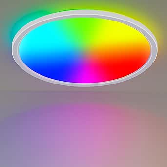 AmazeFan Led-plafondlamp, dimbaar, 24 W, 2400 lm, plafondlamp met afstandsbediening, 6 W, nachtlampje, warm, platte led-plafondlamp, voor slaapkamer, kinderkamer, woonkamer, rond, 24 W, 29 cm, zwart