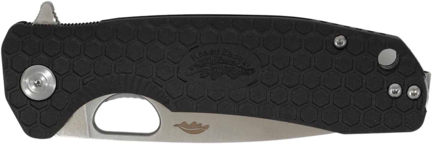 Honey Badger Small Pocket Knife EDC Drop Point Folding Utility Knife 2.8" Steel Blade Reversible Pocket Clip - (2.6oz) Drop Point Small Black HB1021