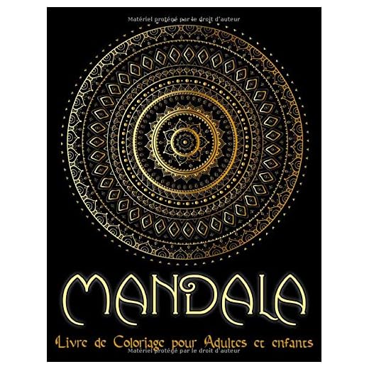 Mandala: Cahier de coloriage adultes avec 95 Mandalas pour adultes sur fond noir pour des couleurs fantastiques | Modèles de coloriage gratuits au format PDF pour impression