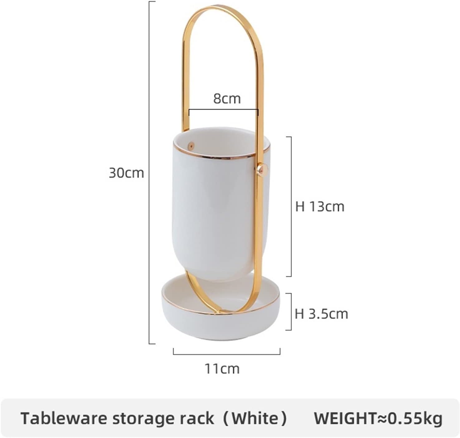 Lightweight Deluxe Ceramic Portable Utensil Holder Ceramic Fork & Key Holder - Kitchen Cabinet Pantry (Color : Brass) (Brass )