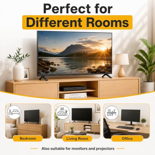 Image of TV Stand Legs for 32 Inch TV, 1 Pair Black Plastic Replacement TV Feet, 19 x 5 cm, Tabletop Television Base with 4 Screws, Sturdy Support, Individually Packed