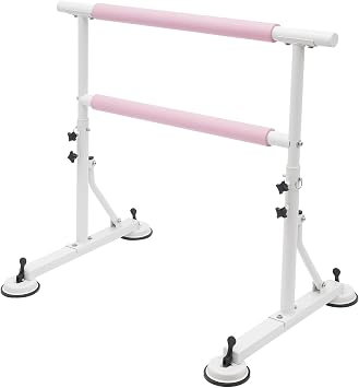 Dance Bar Ballet Bar with Base Freestanding Dance Barre Portable Ballet Barre for Dancing Studio, Home Practice Space, Training Center 6 Gears Adjustable Height: 33.07-43.31in (39.37in, White, Pink)