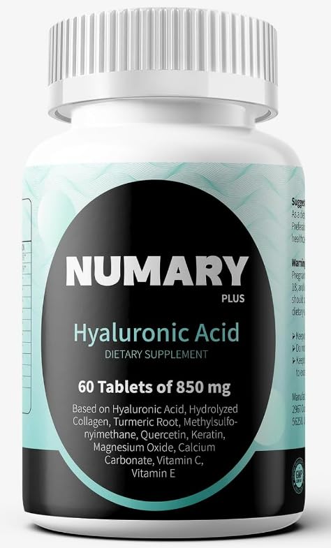 SILKMYST 850mg Hyaluronic Acid with Hydrolyzed Collagen Turmeric MSM Vitamin C 60 Tablets 2 Month Supply
