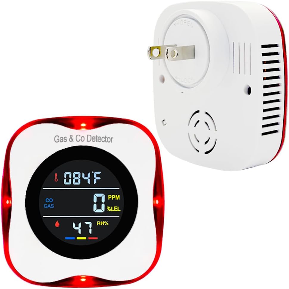 Plug in Natural Gas Detector and Carbon Monoxide Alarm, CHENGHEM 4-in-1 CO and Combustible Gas Detector Combo, Voice & Light Alarm, Digital LCD Display, Gas Leak Detector, for Home, Kitchen (3 Pack) Plug in Natural Gas Detector and Carbon Monoxide Alarm, CHENGHEM 4-in-1 CO and Combustible Gas Detector Combo, Voice & Light Alarm, Digital LCD Display, Gas Leak Detector, for Home, Kitchen (3 Pack)