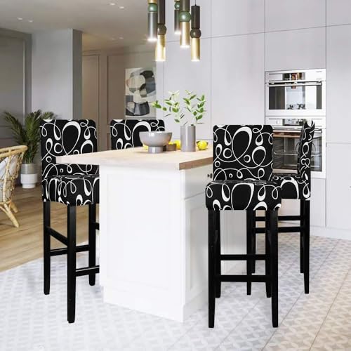 Image of Lellen Bar Stool Chair Covers Set of 2,Jacquard Bar Stool Cover Barstool Covers Slipcovers Stretch Bar Stool Covers with Backs Bar Stool Protector Covers for Kitchen Dining Room Counter Island