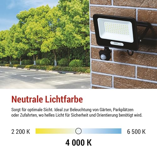 Foco LED 50W sensor movimiento exterior IP54 impermeable EMOS GLARO blanco neutro 6