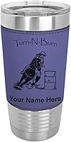 Vista 20 de LaserGram Vaso aislado al vacío de 20 onzas, Barrel Racer Turn N Burn, grabado personalizado incluido (piel sintética, gris)