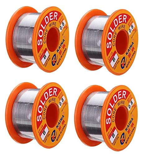 Fil à souder à noyau de colophane 63/37, 0.8mm, 50g, 2,0% de flux jeu de fils de fer à souder pour le bricolage électronique (paquet de 4)