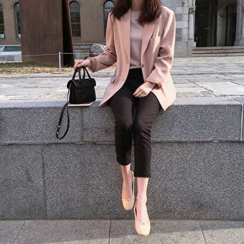 Blazers Femininos Tops, Botão Casual Slim Fit Blazer Casats Com Bolsos, Terno Para O Outono Do