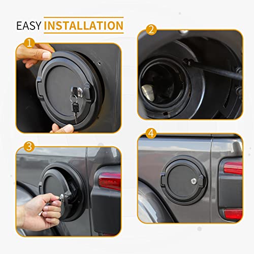 Rt-Tcz Fuel Filler Door Locking Gas Tank Cap Cover Accessories For 2018-2023 Jeep Wrangler Jl Jlu Unlimited Sport Rubicon Sahara 2-Door 4-Door #TOP4