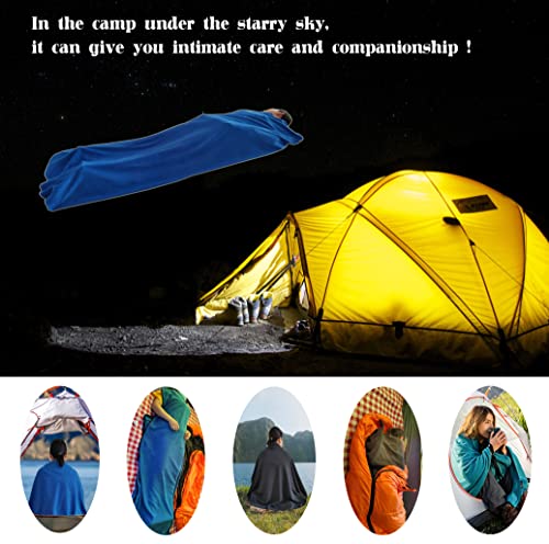 Fleece Sleeping Bag Liner For Adult Warm Add Up To 14F, 70" Long Full Sized Zipper Camping Blanket For Traveling Outdoor Indoor Used (Navy Blue) #TOP1