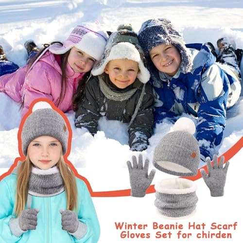Conjunto de gorro, bufanda y guantes de punto para niños 2