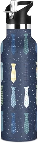 Miniatura 9 de Botella de agua reutilizable con aislamiento de doble pared con diseño de flores para el Día de los Padres, aislada, con tapa de popote, sin BPA, a