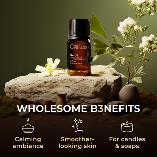 Image of 100% Pure Neroli Essential Oil - 0.34 Fl Oz - Neroli Oil for Hair, Skin, Diffuser, Aromatherapy & DIY Candle Making Scent